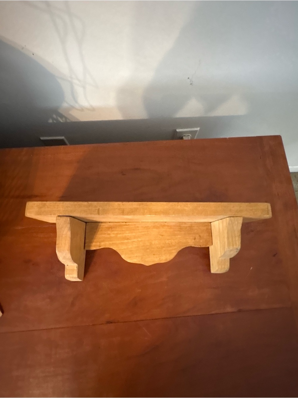 Rustic Wood Wall Shelf with Scalloped Trim